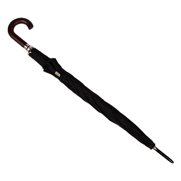 Auto Walker Wood Crook Plain Black Umbrella  Extra Image 2